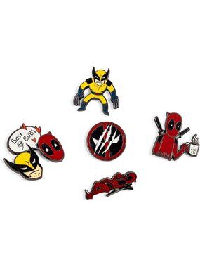 5-Piece Enamel Pin Set - Deadpool & Wolverine Metal Badges for Lanyards
